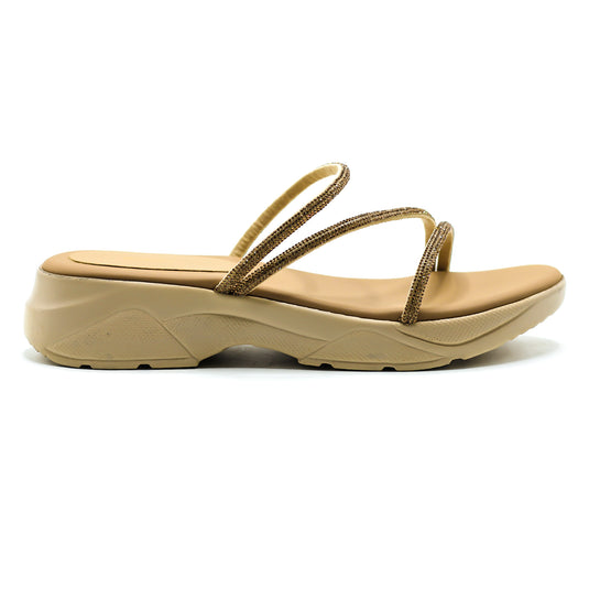 Best Comfy sparkly sandals - beige DOCTOR 0015 side view.