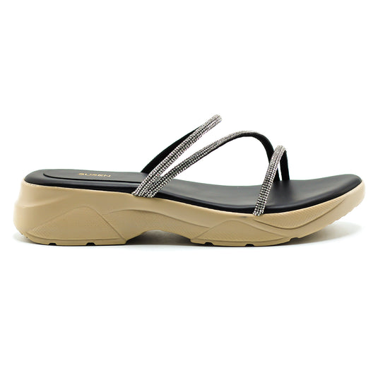 Top-selling comfy sparkly sandals - black DOCTOR 0015 side view.