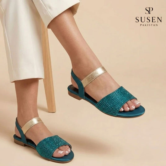 Swiss F1 Flat Sandals with Ankle Strap