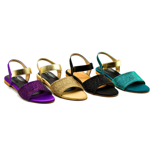 Stylish Swiss F1 flat sandals with ankle strap for women.