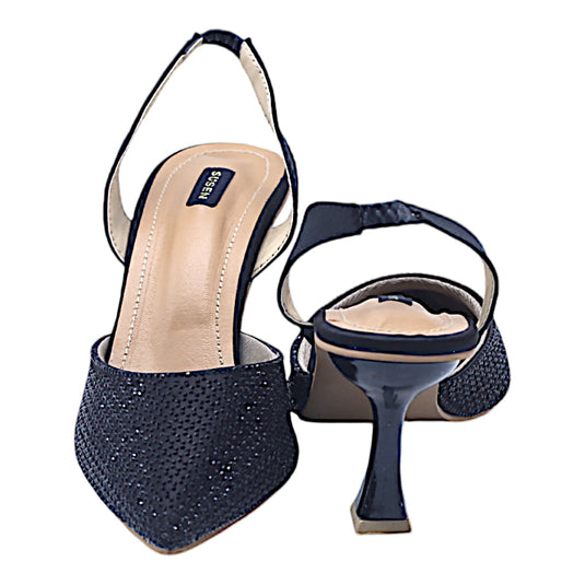 Comfortable Swiss 3M slingback heels with ankle straps, blending style and durability.