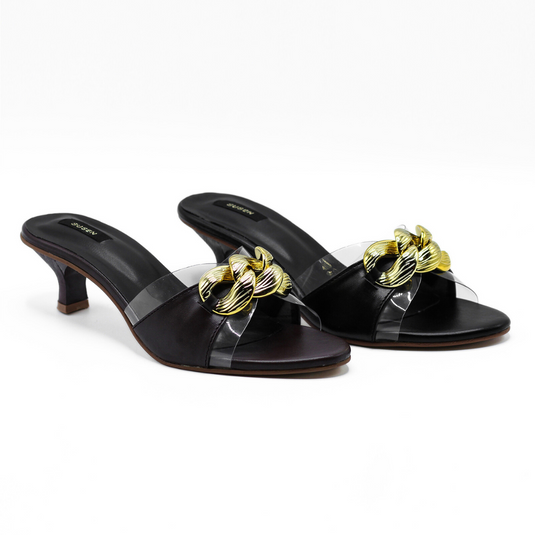 Best DAISY 001 Decorative Sandals with stylish gold chain embellishment.