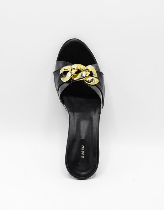 Buy DAISY 001 Decorative Sandals with comfortable heel and decorative gold chain.