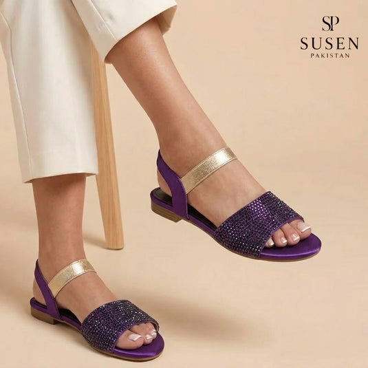 Swiss F1 Flat Sandals with Ankle Strap